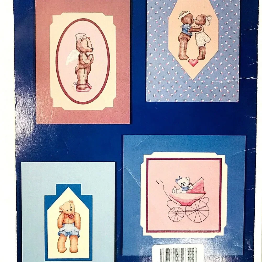 Cross Stitch (2) Vtg Pattern Books Bear Crossing Treasured Teddies  Alma Leisure